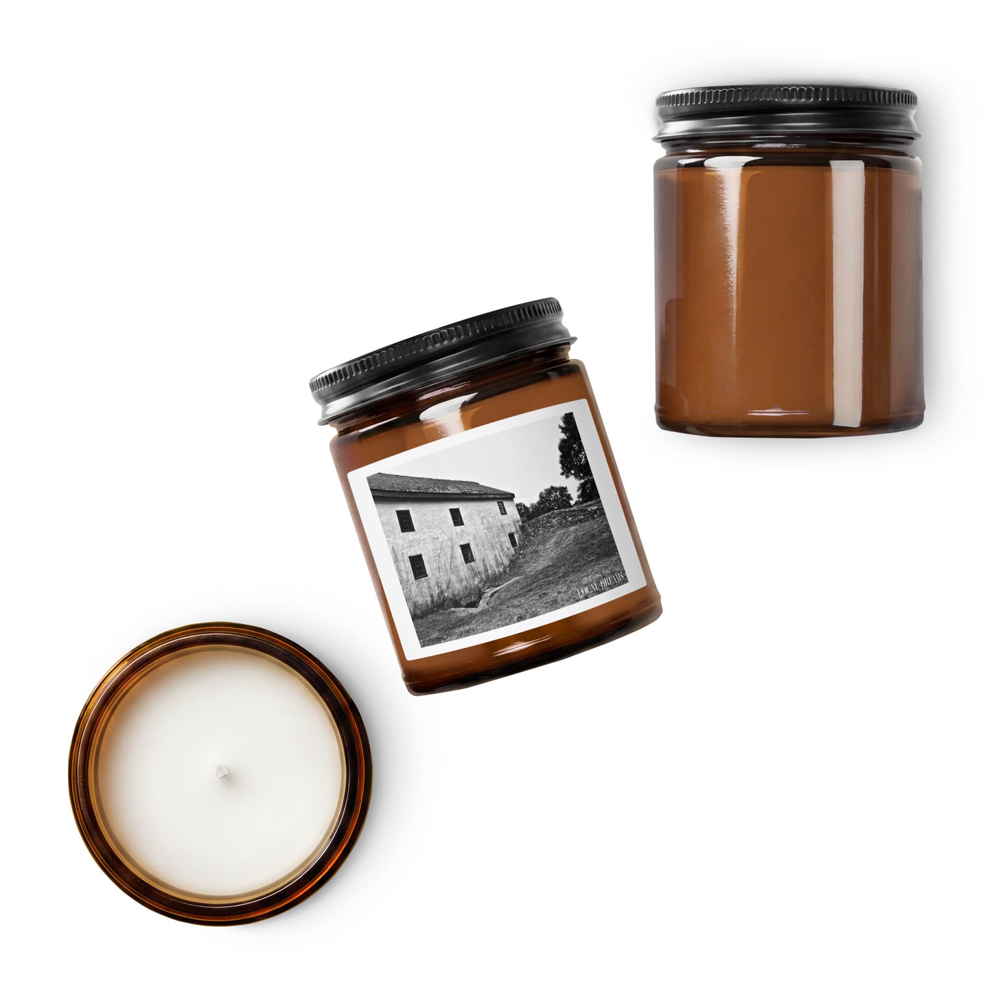 Bryun Holt - Amber jar soy candle - Thompson-Neely Grist Mill, BW